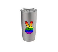 Pride Flag Peace Sign Hand Stainless Steel Insulated Tumbler
