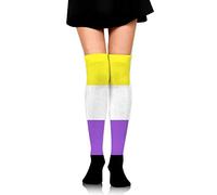 Pride Flag Women Thigh High Socks Over Knee Stockings Long Boot, Black, One size