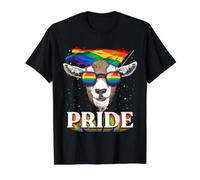 Pride Goat LGBTQ Rainbow Flag Pride Month Animal Goat Lover Value Graphic T-Shirt, Men, Black, S