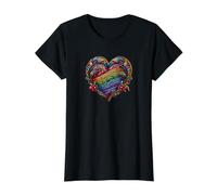 Pride Heart w/Elegant Details and Elements Value Graphic T-Shirt, Women, Black, XS