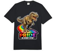Pride in Every Step Roaring Dino Rainbow Path Comfort Colors Adult Heavyweight T-Shirt