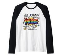 Pride LBGTQ Rights Equality Equal Freedom Love Peace Raglan Baseball Tee