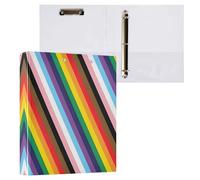 Pride LGBTQ Flag Colours Rainbow 1.5 Inch Binder 3 Ring, Versatile Binders with Anti-Slip Metal Clip Three Ring Binders Decorative for School Office Supplies, 1 Pack