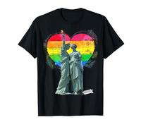 Pride Liberty & Justice Rainbow Heart Equality Graphic T-Shirt