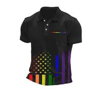 Pride Mens Polo Shirts Rainbow Theme Printed LGBTQ- Mens T Shirt Funny Short Sleeve Button Collar Summer Tee Tops Breathable Gay Pride Gifts Men's Polos Relaxed Plus Size Basic Tees Casual Top