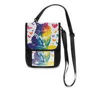 Pride Month A Colorful Cat Travel Wallet Passport Holder Travel pouching Slim Lightweight Crossbody Bag with Adjustable Strap