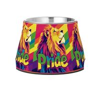 Pride Month A Colorful Lion Pets Water&Food Bowls Non Slip Stainless Steel Cats Food Bowl for Small Dogs Comfort Feeding