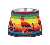 Pride Month A Rainbow Cat Bowl for Dogs Non Skid Stainless Steel Cats Food Dish for Dogs Cats Rabbits Birds Slow Down Eating