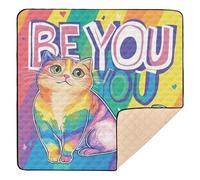 Pride Month A Rainbow Cat Soft Foam Baby Activity Play Mat for Floor Comfortable Infant Play Mat for Babies Infants Toddlers, 50'' x 50''