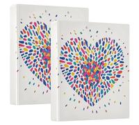 Pride Month A Rainbow Heart 1 and A Half Inch Binder Three-Rings with Pocket Cover Pack of 1/2 Office Supplies Hardcover