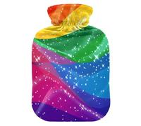 Pride Month A Rainbow Stripe Travel hot Water Bottle with Soft Cover, 2L hot compresses for The Body for (Scenario), (Scenario), (Scenario)