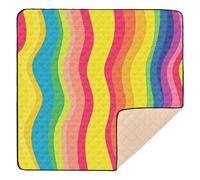 Pride Month Colorful Stripe Large Sturdy Baby Playmat for Floor Non-Toxic Tummy Time Activity Mat for Baby Kids Toddlers Infants, 50'' x 50''