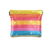 Pride Month Colorful Stripe Stars Women Leather Coin Purse Convenient Mini Change Wallet Coin Pocket for Girls Women Ladies