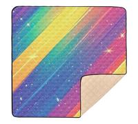 Pride Month Colorful Stripe2 Soft Padded Baby Activity Play Mat for Indoor Outdoor Portable Activity Entertainment Mat for Babies Infants Toddlers, 50'' x 50''