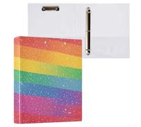 Pride Month Colorful Stripes 1 And A Half Inch Binder Round Rings With Pocket 1/2 Pack Various Binder Hard Cover