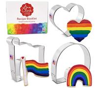 Pride Month Cookie Cutters 3-Pc. Set Made in USA by Ann Clark, Heart, Flag, Rainbow