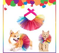 Pride Month Dogs Cats Costume Skirt Gay Pride Rainbow Adjustable Pet Scarf Collars, Colorful Pet Costume Accessories for Cats Dogs Small Pets Gay Pride Month Party Daily Clothes Costume Supplies (L)