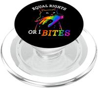 Pride Month Funny Ally Cat Equal Rights Or I Bite LGBT Flag PopSockets PopGrip for MagSafe