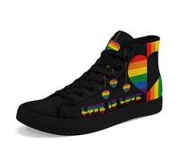 Pride Month High Top Canvas Sneakers Rainbow Lace Up Shoes for Men & Women Breathable Walking Footwear LGBTQ Gift