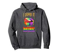 Pride Month Rainbow Flag I Licked It So Its Mine LGBTQ Pullover Hoodie, Adult Unisex, Dark Heather Grey, XX-Large