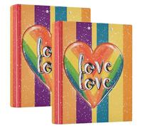Pride Month Rainbow Heart 3.5cm Binder Three Rings With Pockets 1/2 Pack Office Supplies For Binder 200 Sheets