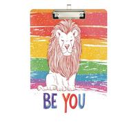 Pride Month Rainbow Lion be You Skinny clipboards Standard Hole for Personalized clipboards for Teachers Size 9 x 12.5 Tabla para escribir con Clip Silver Hold