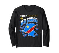 Pride of DR Congo Flag Inside Congo Map with National Emblem Long Sleeve T-Shirt