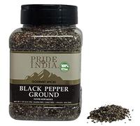 Pride of India - Black Pepper Ground - Ideal for Gourmet Dishes/ Soups/ Stews/ Rubs - Fresh & Preservatives Free - Warming Spice - Easy to Store - 8oz. Medium Dual Sifter Jar