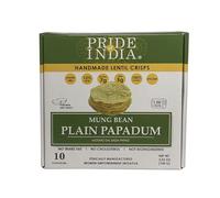 Pride Of India - Mung Bean Plain Papadum Lentil Crisp, 10 count (3.53oz - 100gm) - Plant Based Protein Snack, Gluten-Free Vegan Crackers, Healthy Bean Chips, Traditional Handmade Indian Low Carb Food