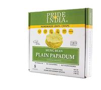 Pride Of India - Mung Bean Plain Papadum Lentil Crisp, Pack of 6-10 count (3.53oz - 100gm) - Protein Fiber & Iron Rich, Gluten-Free Vegan Lentil Crackers, Healthy Indian Appetizer, Ready in Seconds