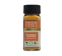 Pride of India - Natural Turmeric Ground - Traditional Indian Spice - Pantry Essential - Curcumin Rich and Gourmet - Ideal for Curries/Lentil/Meat/Pilaf - Easy to Use - 2.6 oz. Small Dual Sifter Jar