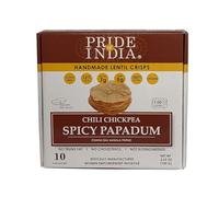 Pride Of India - Spicy Chickpea Masala Papadum Lentil Crisp, 10 count (3.53oz - 100gm) - Microwaveable Instant Chips, Gluten-Free Vegan Crackers, Healthy Protein, Fiber & Iron Rich Snacks