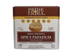 Pride Of India - Spicy Chickpea Masala Papadum Lentil Crisp, Pack of 6-10 count Box (3.53oz - 100gm) - Instant Popping Chips, Gluten-Free Crackers, Healthy Indian Snacks
