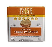Pride Of India - Tikka Curry Mung Bean Papadum Lentil Crisp, Pack of 6-10 count (3.53oz - 100gm) - Instant Microwaveable Vegan Healthy Crackers | Tastes like Indian Curry Sauce | Mild Spice Level