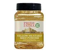 Pride of India - Yellow Mustard Ground - Gourmet Spice - Ideal for Pickles/Mustard Dressing/Sauces/ Hotdogs - Preservatives & Additives Free - Easy to Store - 8oz. Medium Dual Sifter