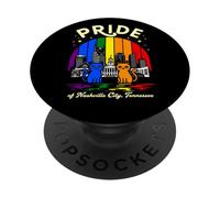 Pride of Nashville City Tennessee Cats Rainbow Flag PopSockets Adhesive PopGrip