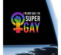 Pride Parade LGBT Car Decal Window Decal I'm Not Gay I'm Super Gay Vinyl Sticker for Cars Trucks Pansexual Bisexual LGBTQ Car Stickers 6 inch