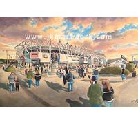 Pride Park Stadium Art Print 'Going to the Match', Derby County FC, A4 Size, Giclée Print, UV-Stable Ink