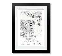 Pride Park Stadium Map Minimalist A4/A3 Poster Photo Print Framed Gift Derby County (A4 Black Framed & Mounted)