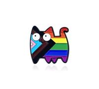 Pride Pin Rainbow LGBTQ Cat Enamel Brooch Cute Flag Design Gay Lesbian Bisexual Ally Accessories Pins for Backpack Jacket Bag Pride Outfit Gift, L, Zinc, no gemstone