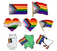 Pride Pins LGBTQ LGBT Rainbow Progress Flag Enamel Pin Button for Backpack Lanyards Jewelry Gay Bi Queer Lesbian Trans Transgender Love is Love Ally Goose Frog Flower Heart Bulk Accessories