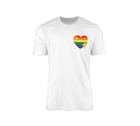 Pride Pocket Heart T-Shirt - LGBTQ Rainbow Lesbian Gay Parade Transgender Bisexual Women Men Unisex Non-Binary Pansexual Pride Clothing Fashion Top Tee Gifts (White Prime, Large)