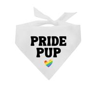 Pride Pup Dog Bandana | 100% Cotton Adjustable Triangle | Made in USA | Pride Day | LGBTQ+ | Rainbow | Equality |White, One Size (1272)