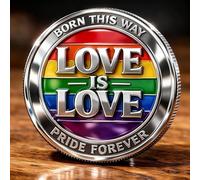 Pride Rainbow Commemorative Coin, Love is Love Born This Way Collectible Token, Rainbow Flag Design Metal Coin for Pride Month, LGBTQ+ Souvenir Gift for Equality & Self-Expression