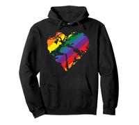 Pride Rainbow Flag Colored World Map in the Shape of a Heart Pullover Hoodie