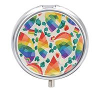 Pride Rainbow Round Pill Box 3 Compartment Small Pill Box Round Portable Pill Case to Hold Vitamins Medication Fish Oil and Supplements Travel Purse Pocket Gift