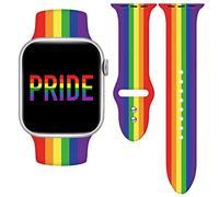 Pride Rainbow Sport LGBTQ Watch Band Compatible with Apple Watch 38mm 40mm 41mm 42mm Women Men Replaceable Silicone Smartwatch Straps for iWatch Series SE 10 9 8 7 6 5 4 3 2 1