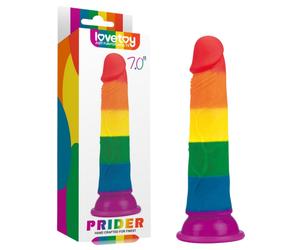 Pride Rainbow Strap On Dildo Sex Toy 7 Inches Premium Silicone