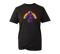 Pride Rainbow T-Shirt, LGBT Rainbow Love Lesbian Rubik Cube Unisex Adults Top (Black, M)
