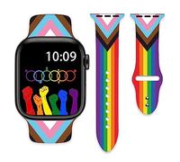 Pride Rainbow Watch Bands Compatible with Apple Watch 42mm 44mm 45mm 49mm for Women Men Silicone Smartwatch Wristbands Strap for iWatch Series Ultra SE 9 8 7 6 5 4 3 2 1